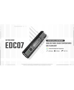 Nitecore EDC07 uzlādējams EDC lukturītis – 1500 lūmeni, 3 krāsu temperatūras, 102° rotējoša galva, USB-C, nerūsējošais tērauds, IPX6 ūdensizturīgs Dažādi piederumi tūrismam