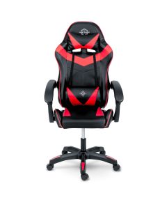 Krzesło biurowe Lean Fotel Gamingowy LEAN Obrotowy Biurowy Z Podnóżkiem Poduszki Czarno-Czerwony Игровые стулья