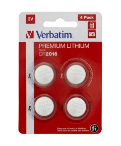 Baterijas Verbatim CR2016 Premium Lithium 4-Pack Bateriju lādētāji