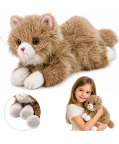 LeanToys Pluszowy Kot Perski Maskotka Przytulanka Obciążeniowe Łapki Beżowy 50 cm EDUKAMP Mīkstās rotaļlietas
