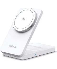 Ugreen   Wireless Charger 2in1,20W,Qi2 45057 iPhone, AirPods White Bezvadu telefonu lādētāji
