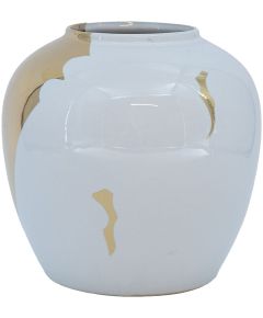 Vase TITAN STONE D20xH18cm, white/golden river Новости, мебель, дом