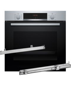 BOSCH HBA514BS3 oven + BOSCH HEZ538000 single-level telescopic runners Cepeškrāsnis, iebūvējamas
