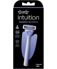 Wilkinson Sword Intuition Quattro Sensitive - Holicí strojek + 1 hlavice Smaržas - NESAKĀRTOTS