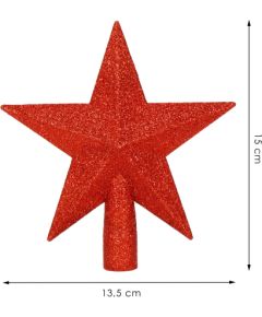 Springos Ziemassvētku eglītes galotne 15 cm, smaila, sarkana zvaigzne  Eglīšu rotājumi