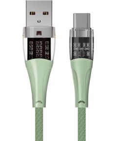 Qualo QTCN-AC-04 Transparent Nylon Kabelis USB-A – USB-C / 60W / 1.5m / zaļš Data USB kabeļi