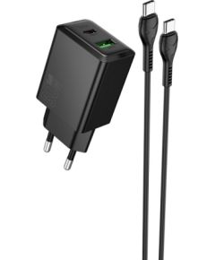 Сетевая зарядка Hoco N71 30W GaN USB-C/USB-A + USB-C to USB-C cable 1.0m черная Зарядные устройства