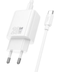Charger Hoco N60 20W GaN USB-C + USB-C to USB-C cable 1.0m white Telefonu lādētāji 220v