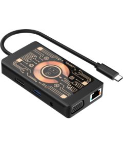 Qualo QTPB5-HUB-18 Hubs 9 in 1 USB-C / 2x USB-A / RJ-45 / VGA / D-Sub / HDMI / 3.5mm Jack USB / Type-C Hub