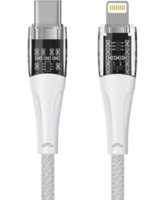 Qualo QTCN-CL-00 Transparent Nylon Kabelis USB-C – Lightning / 12W / 1.5m / balts Data USB kabeļi