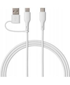 Qualo QRC-CC+A-00 Kabelis 2in1 USB-C – USB-C / USB-A adapteris / 1.5m / balts Data USB kabeļi