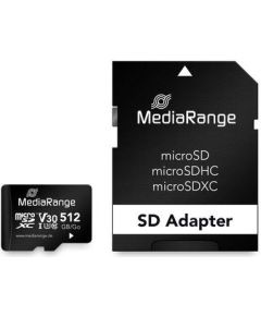 MediaRange MR947 512 GB MicroSDXC UHS-I v30 Atmiņas kartes micro SD SDHC