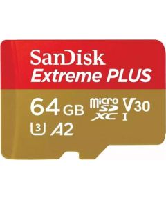 Sandisk Extreme Plus MicroSDXC 64 GB Class 10 UHS-I/U3 A2 V30 (SDSQXBU-064G-GN6MA) Atmiņas kartes micro SD SDHC