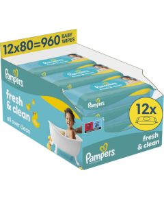 Pampers Chusteczki nawilżane FreshClean 12x80szt. Влажные салфетки