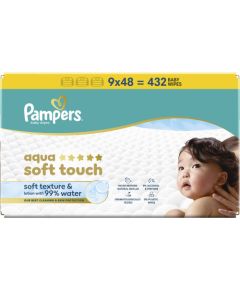 Pampers Chusteczki nawilżane Aqua Soft Touch 9x48 szt. [Plastic Free] Влажные салфетки