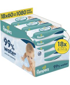 Pampers Chusteczki nawilżane Aqua 18x60 szt. [Plastic Free] Влажные салфетки