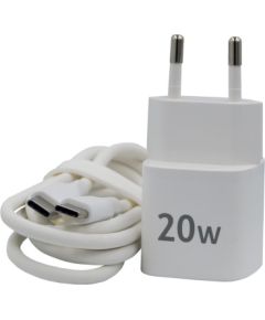Evelatus   FusionChage Wall Charger Bundle 20W Power Adapter - 60W USB-C to USB-C Silicone Cable White Telefonu lādētāji 220v