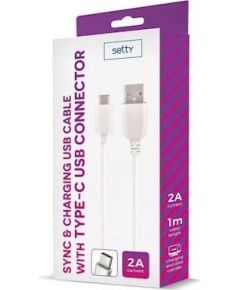 Setty Universal  USB Type-C Cable 1m 2A White Дата USB-кабели