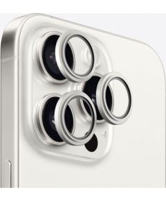Evelatus Apple  iPhone 15 Pro / 15 Pro Max Camera Lens Protector Armor White Titanium Ekrānu aizsardzība