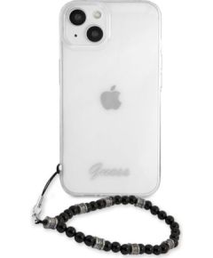 Guess Apple  iPhone 13 PC Script and Black Pearls Case Transparent Neoriģinālie Maciņi