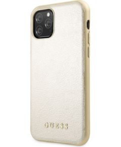 Guess Apple  iPhone 11 Pro Iridescent PU Leather Hard Case Gold Neoriģinālie Maciņi