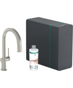 Hansgrohe virtuves izlietnes maisītājs ar izvelkamu dušu Aqittura M91 SodaSystem 210, stainless steel optic + Для кухни