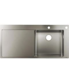 Hansgrohe virtuves izlietne S717-F450, viena bļoda ar plauktu, 1025x490 mm, stainless steel Кухонные раковины