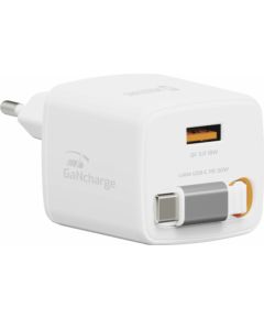 Swissten SlideCHARGE GaN Зарядное устройство 30W USB-A 18W С выдвижным USB-C проводом 0.75m Белый Зарядные устройства