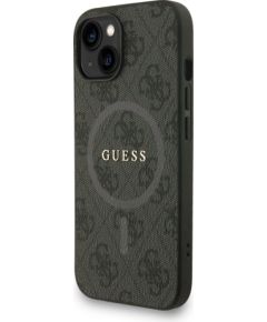 Guess PU Leather 4G Colored Ring Strap MagSafe Case Aizsargapvalks priekš iPhone 13 / melns Neoriģinālie Maciņi