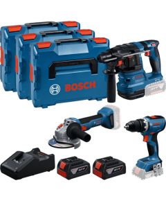 Bosch Powertools 18V Professional Set, GBH 18V-22 + GSR 18V-65 + GWS 18V-8 Professional (blue, 2x Li-Ion battery 5.0Ah, in 3 L-BOXXes) Jaunumi -Dārzam