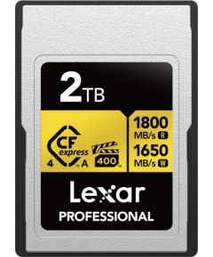 Lexar CFexpress 4.0 Pro Gold, VPG400/IP68, R1800/W1650/SW1400 (Type A) 2TB Atmiņas kartes micro SD SDHC