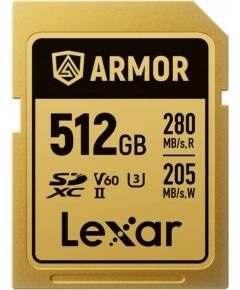 Lexar Armor Gold SDXC 512 GB Class 10 UHS-II/U3 V60 (LSDAMGL512G-RNNNG) Atmiņas kartes micro SD SDHC