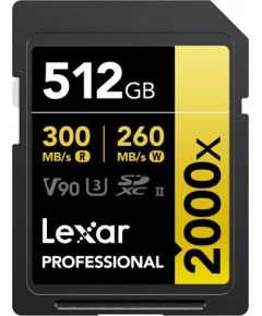 Lexar Professional 2000x SDXC 512 GB Class 10 UHS-II/U3 V90 (LSD2000512G-RNNNG) Atmiņas kartes micro SD SDHC