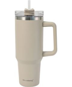 Termokrūze ar salmiņu, bēša, 1100 ml, nerūsējošais tērauds, Klausberg, KB 7944. Liela 1100 ml ietilp Termosi