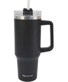 Termokrūze ar salmiņu, melna, 1100 ml, nerūsējošais tērauds, Klausberg, KB 7942 Termosi