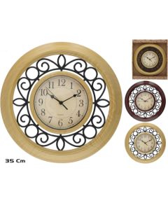 Koka efekta sienas pulkstenis 35 cm, 2 veidi, 35 x 35 x 5 cm, DECORLIFE Pulksteņi