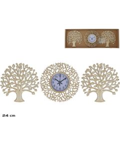 Pulksteņa komplekts, 2 koki 24 cm, balts, 24 x 24 x 3 cm, DECORLIFE Pulksteņi
