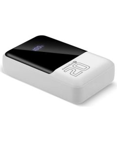 Powerbank 20 000mAh, 2x USB, 1x USB-C 22,5W, QC4+, LCD screen, white Power Banks