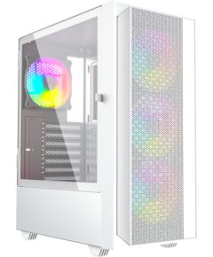 Gembird Fornax 4000W ARGB gaming ATX computer case, Midi Tower, backlight, White Datoru korpusi