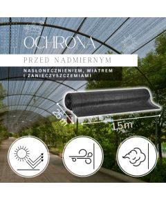 Ēnošanas tīkls Springos SN0022 140 g/m2 1,5x25m 100 Kabeļu saites Siltumnīcas