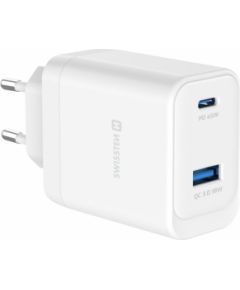 Swissten Travel Charger Core Gan USB-C PD 45W / USB-A QC 18W QC Ceļojuma Tīkla Lādētājs Telefonu lādētāji 220v