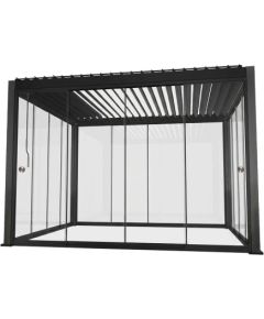 Gazebo MIRADOR-111 3x3m with glass sliding doors, dark grey Nojumes un aksesuāri
