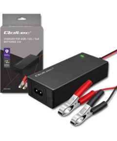 Qoltec Automatic charger for AGM GEL STD batteries | 24V charger | 2A | 48W | LED | 1.8m cable Зарядные устройства и стартеры