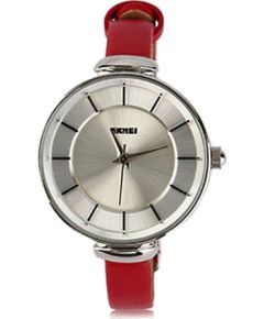 SKMEI  1184CL Silver Case Light Red Rokas pulksteņi 