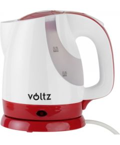 Oliver Voltz 55551230FR elektriskā tējkanna, 1300W, 0.9L, bezvadu, baltā/sarkanā krāsā Tējkannas (elektriskās)