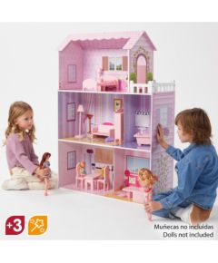 Liela koka leļļu māja ar mēbelēm 112 cm CB85293 Bērnu rotaļu mēbeles