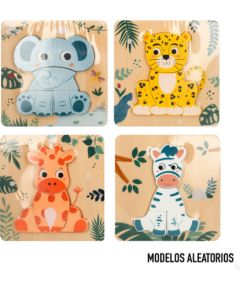 Koka puzzle Dzīvnieki 4 elementi 15x15 cm 18 m+ CB47563 Galda spēles