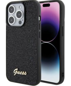 Guess PU Disco Script Metal Case Aizsargapvalks Priekš Apple iPhone 15 Pro Max Neoriģinālie Maciņi