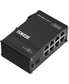 Teltonika Switch TSW030 Unmanaged DIN rail mountable 10/100 Mbps (RJ-45) ports quantity 8 Power supply type 2-pin industrial DC power socket Коммутаторы (Switch)