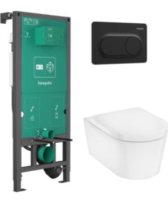 Hansgrohe komplekts-pods ar QR/SC vāku EluPura S, rāmis iFrame, taustiņš Original S, balts/melns Jaunumi Sadz. tehnika